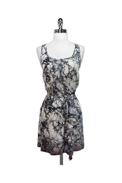 Current Boutique-Fifteen Twenty - Gray Tone Abstract Print Silk Dress Sz L