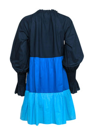 Current Boutique-Figue - Blue Color Block Long Sleeve Babydoll Dress Sz S