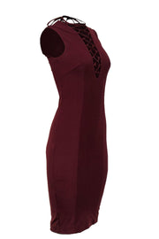 Current Boutique-Finders Keepers - Maroon Lace-Up "Superstition" Sheath Dress Sz S