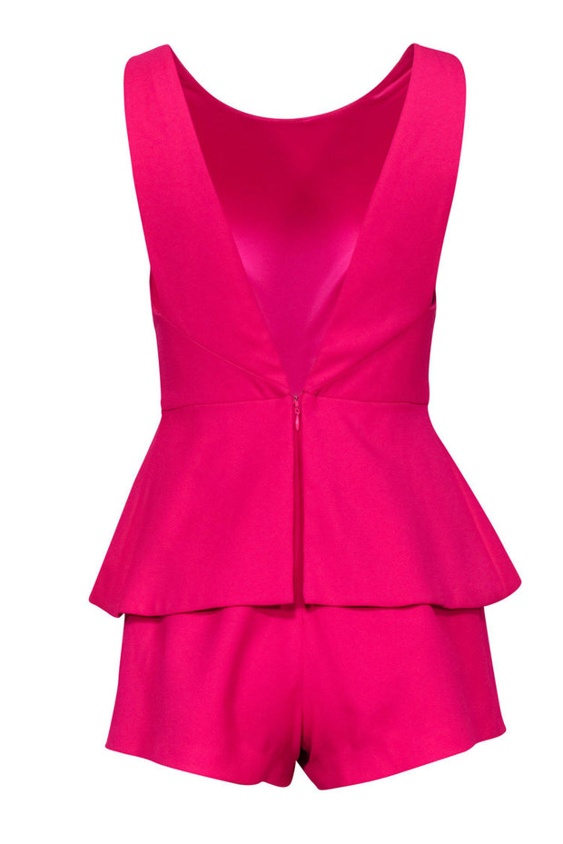 Current Boutique-Finders Keepers - Neon Pink Peplum Romper w/ Open Back Sz XS