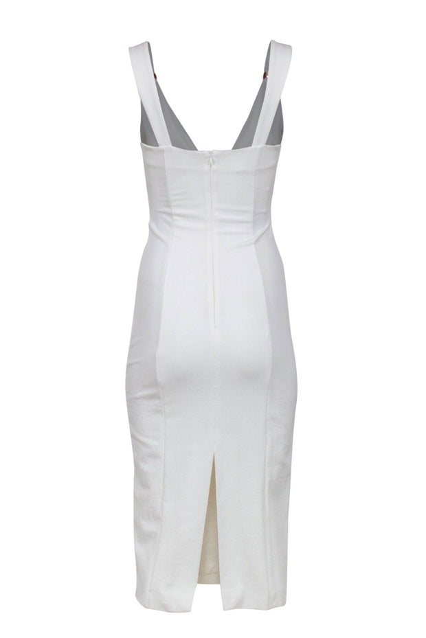 Current Boutique-Finders Keepers - White Sleeveless Fitted “Effy” Dress w/ Tortoise Shell Rings Sz XS