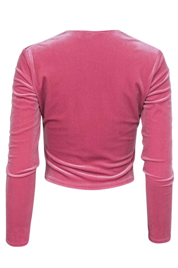 Current Boutique-Fleur Du Mal - Pink Velvet Long Sleeve Crop Top Sz L