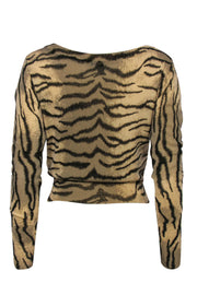 Current Boutique-Foley & Corinna - Beige Tiger Print Button-Up Cropped Wool Cardigan Sz S