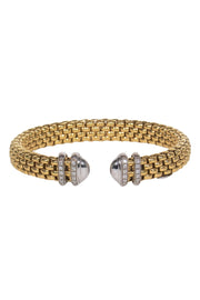 Current Boutique-Fope - Yellow Gold & Sterling Silver Woven Cuff Bracelet w/ Diamonds