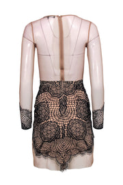 Current Boutique-For Love & Lemon - Nude Sheer Bodycon Dress w/ Lace Overlay Sz S