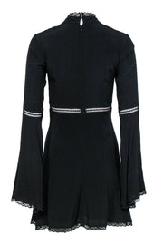 Current Boutique-For Love & Lemons - Black Long Sleeve Fit & Flare Dress w/ Eyelet & Lace Trim Sz S