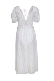 Current Boutique-For Love & Lemons - White Floral Eyelet Maxi Dress w/ Puff Sleeves Sz L