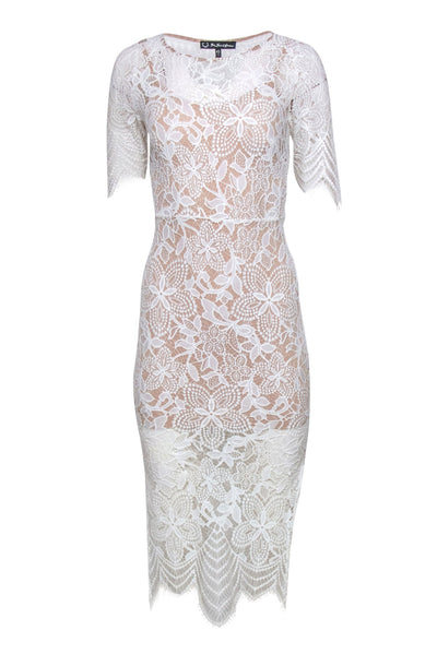 Current Boutique-For Love & Lemons - White Floral Lace Midi Dress w/ Back Cutout Sz XS
