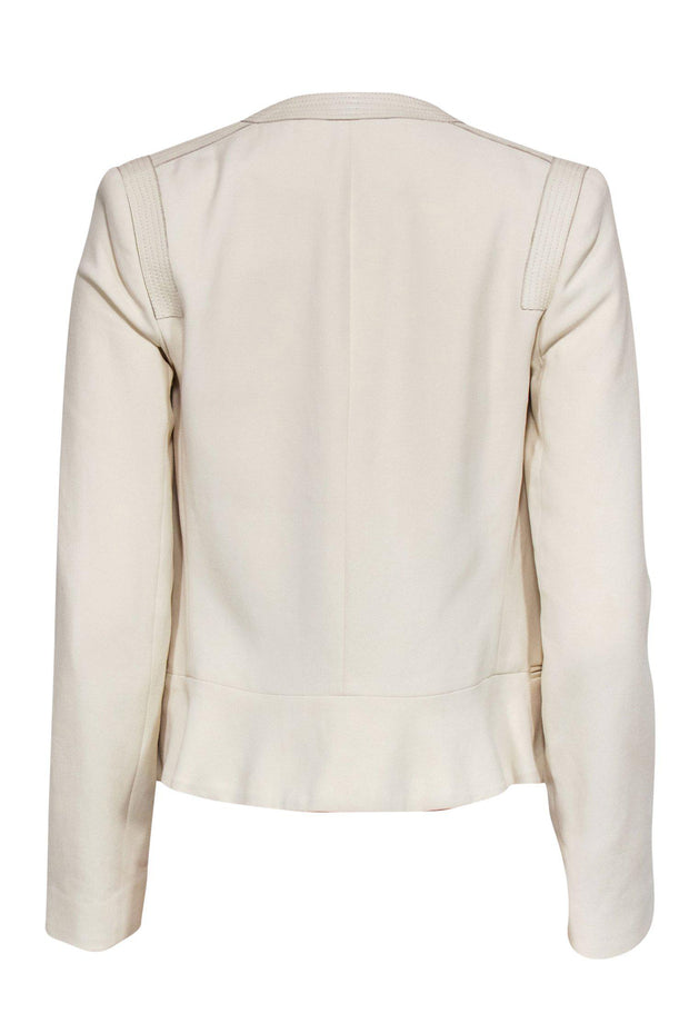 Current Boutique-Foundrae - Cream Open Jacket w/ Attached Fringe Vest Sz 0