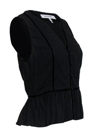 Current Boutique-Frame - Black Vest-Style Sleeveless Top w/ Velvet Trim Sz XS