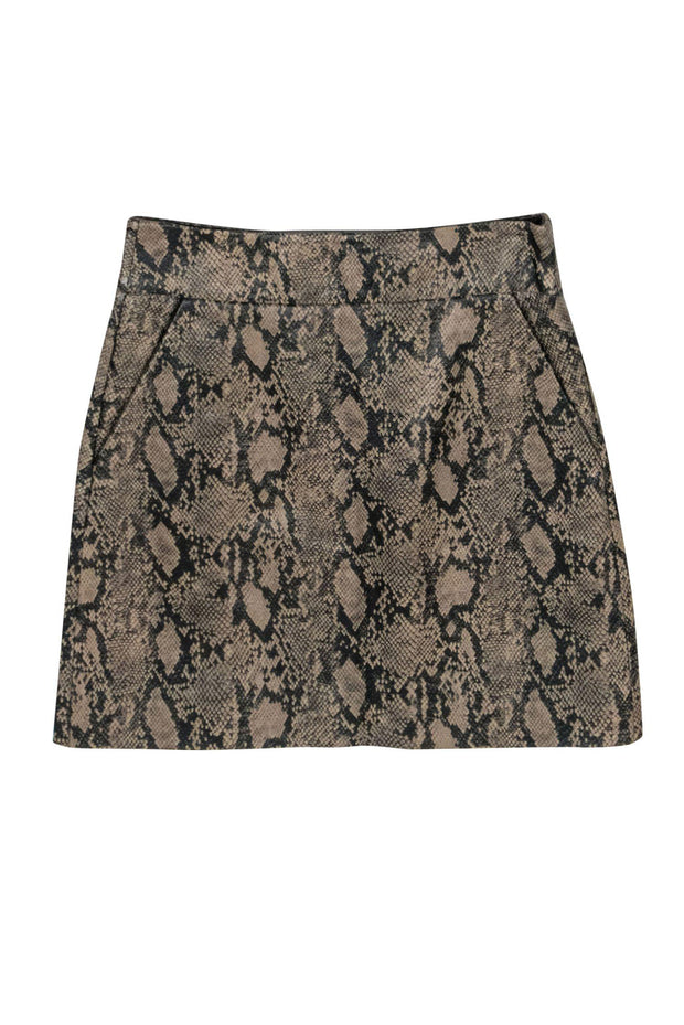Current Boutique-Frame - Brown Textured Snakeskin Leather Miniskirt Sz 25