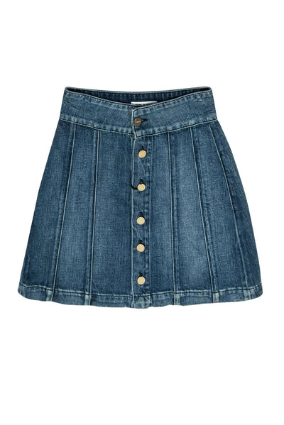 Current Boutique-Frame - Medium Wash Button-Front Miniskirt Sz 24