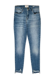 Current Boutique-Frame - Medium Wash High-Waist Raw Hem Skinny Jeans Sz 27