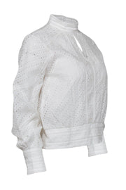 Current Boutique-Frame - Off-White Eyelet Lace Peasant Blouse Sz S