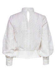 Current Boutique-Frame - Off-White Eyelet Lace Peasant Blouse Sz S