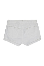 Current Boutique-Frame - White “Le Grand Garcon” Distressed Denim Shorts Sz 24