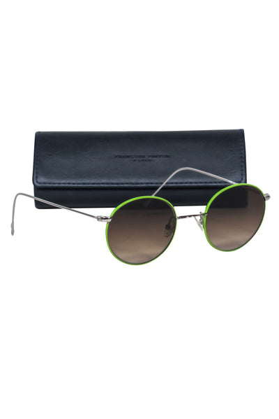 Current Boutique-Francois Pinton - Lime Green Round Sunglasses w/ Brown Lenses