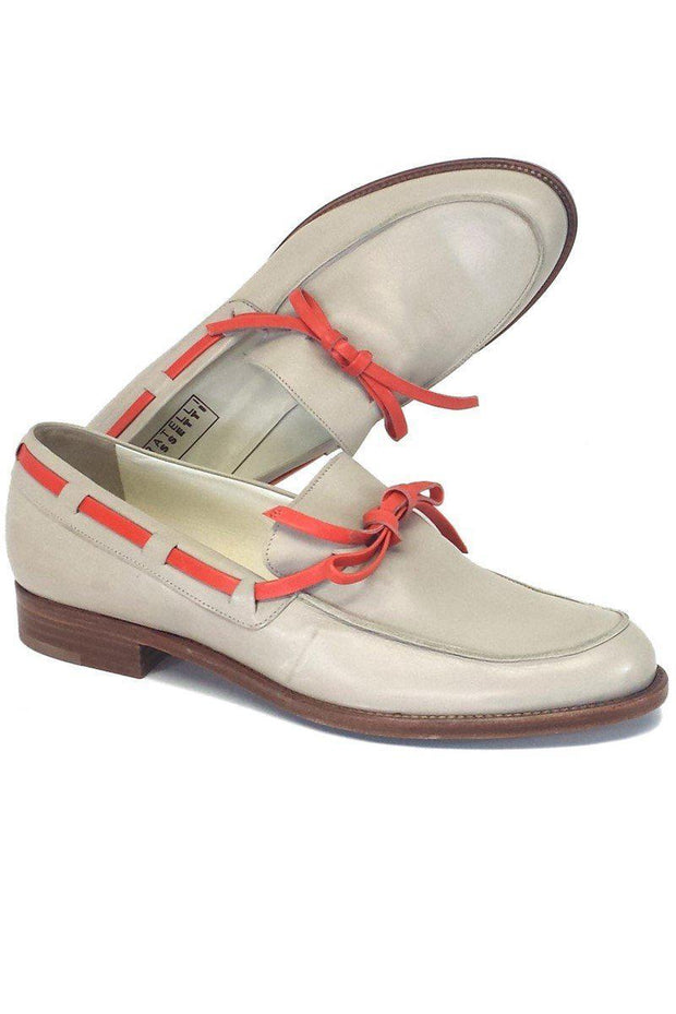 Current Boutique-Fratelli Rossetti - Gray Leather Loafers w/ Orange Trim Sz 7