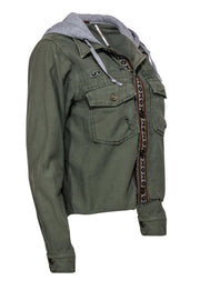 Current Boutique-Free People - Army Green Distressed Layered Jacket w/ Trim Sz S