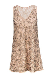Current Boutique-Free People - Beige Lace & Sequin Sleeveless Shift Dress Sz XS