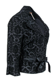 Current Boutique-Free People - Black Brocade Blazer w/ Velvet Tie Sz 12