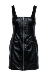 Current Boutique-Free People - Black Faux Leather Zip-Up Sleeveless Bodycon Dress Sz 4
