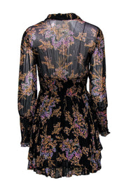 Current Boutique-Free People - Black Floral Print Long Sleeve A-Line Dress Sz XS