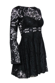 Current Boutique-Free People - Black Lace Bell Sleeve Fit & Flare Dress Sz 0