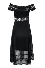 Current Boutique-Free People - Black Off-the-Shoulder Midi Dress w/ Lace Bodice Sz S