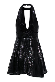 Current Boutique-Free People - Black Sequin Sleeveless Fit & Flare Dress w/ Velvet Trim Sz 2