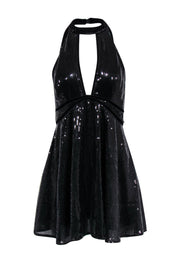 Current Boutique-Free People - Black Sequin Sleeveless Fit & Flare Dress w/ Velvet Trim Sz 6