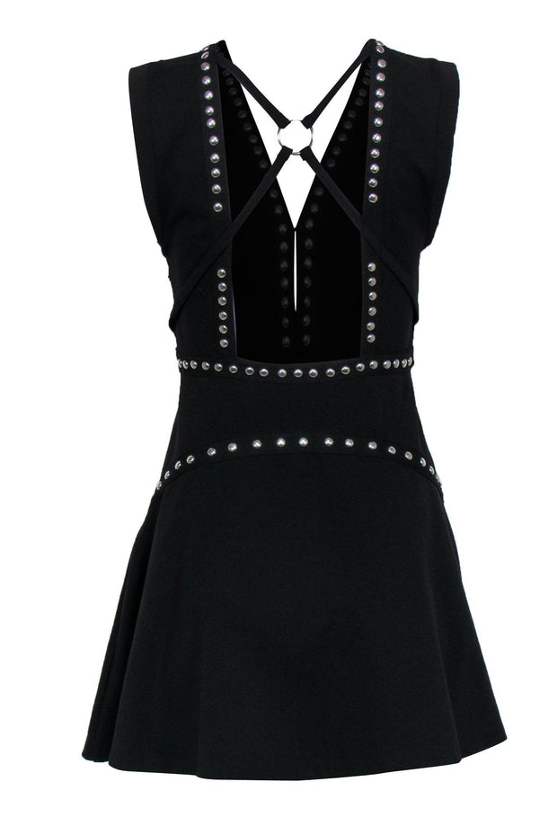 Current Boutique-Free People - Black Sleeveless Fit & Flare Dress w/ Silver Studs & Harness Back Sz S