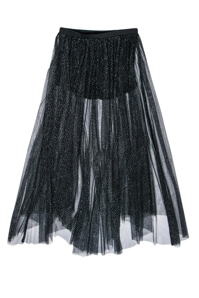 Current Boutique-Free People - Black Tulle Maxi Skirt w/ Silver Speckles Sz XS