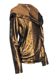 Current Boutique-Free People - Bronze Sequined Hoodie-Style Jacket Sz M
