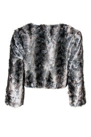 Current Boutique-Free People - Grey & Blue Cropped Faux Fur Jacket Sz XS