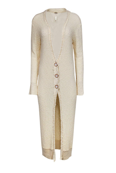 Current Boutique-Free People - Ivory Knit Extra Long Duster Cardigan Sz M
