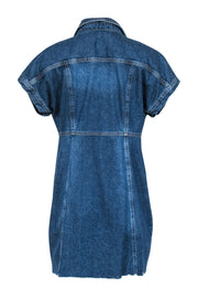 Current Boutique-Free People - Medium Wash Denim Asymmetric Button-Front Dress Sz L