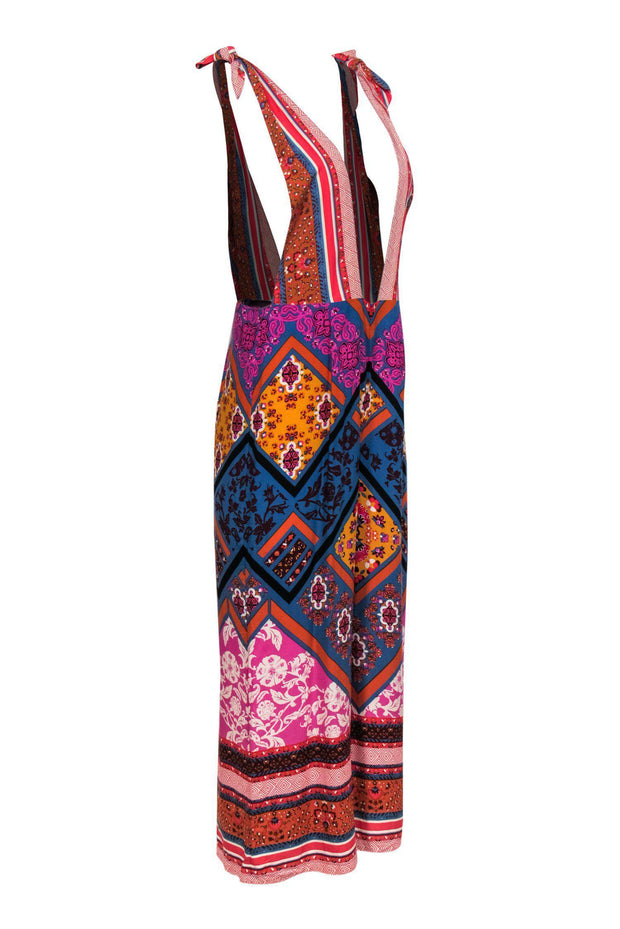 Current Boutique-Free People - Multicolored Printed Pinafore Jumpsuit Sz 8