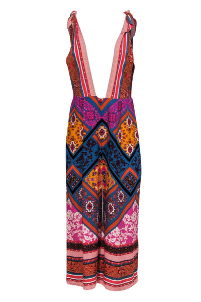 Current Boutique-Free People - Multicolored Printed Pinafore Jumpsuit Sz 8