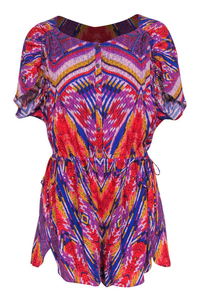 Current Boutique-Free People - Multicolored Tribal Print Short Sleeve Romper Sz S