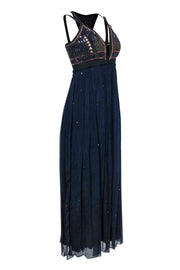 Current Boutique-Free People - Navy Beaded Sleeveless Racerback Maxi Dress w/ Braided Trim Sz S