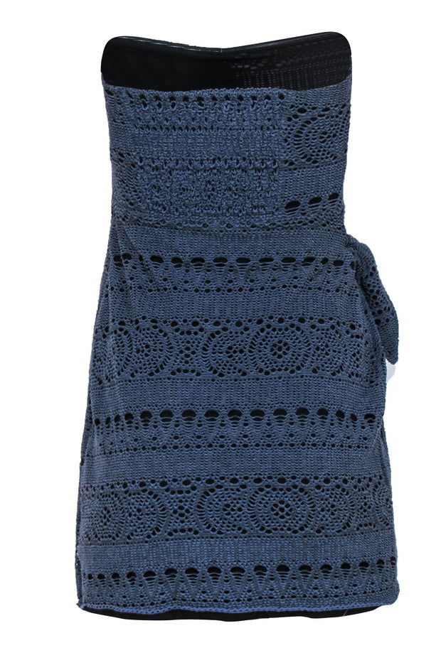 Current Boutique-Free People - Navy Crochet Tied Strapless Dress Sz S