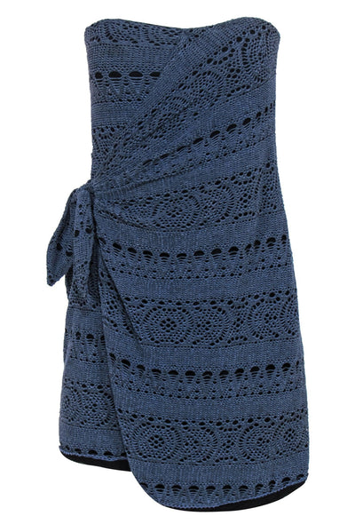 Current Boutique-Free People - Navy Crochet Tied Strapless Dress Sz S