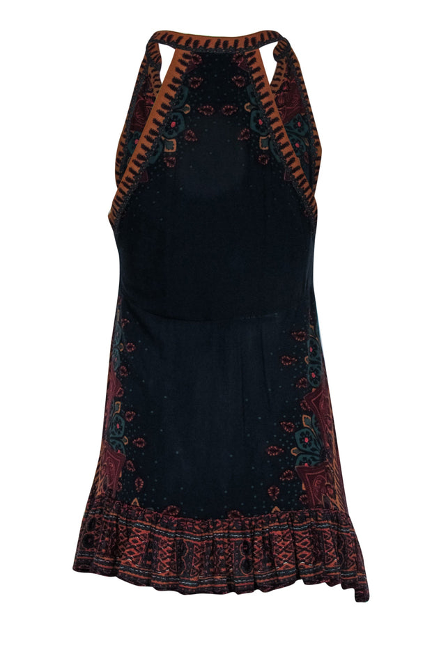 Current Boutique-Free People - Navy & Multicolor Bohemian Print Sleeveless Mini Dress Sz XS