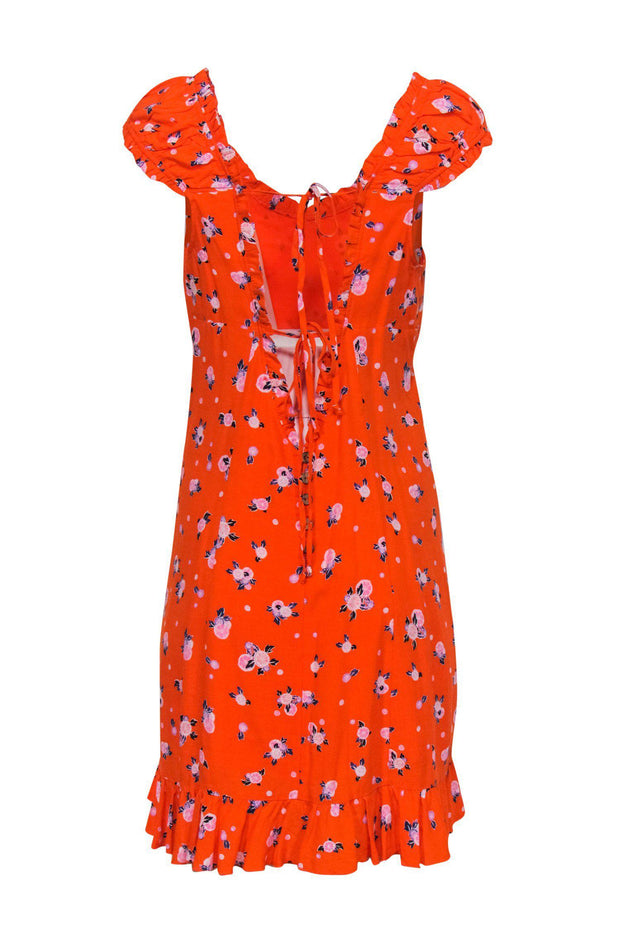 Current Boutique-Free People - Orange Grapefruit Ruffle Fitted Dress Sz M