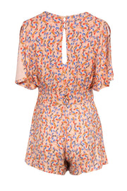 Current Boutique-Free People - Peach Floral Printed Romper w/ Open Back Sz 4