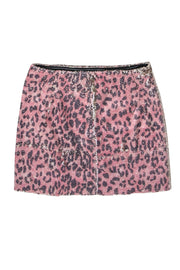 Current Boutique-Free People - Pink & Grey Sequin Leopard Print Miniskirt Sz 0