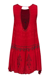 Current Boutique-Free People - Red Beaded Sleeveless Shift Dress Sz S