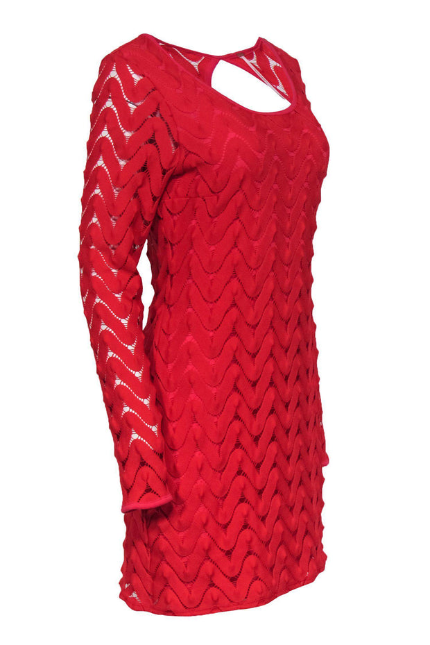 Current Boutique-Free People - Red Long Sleeve Eyelet Crochet Dress Sz M