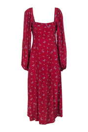 Current Boutique-Free People - Rust Red & Blue Floral Puff Sleeve Maxi Dress Sz S